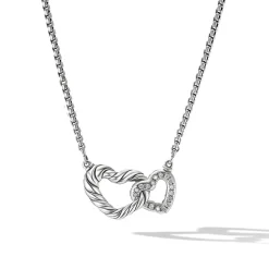 David Yurman Cable Collectibles® Double Heart Necklace with Pavé Diamonds