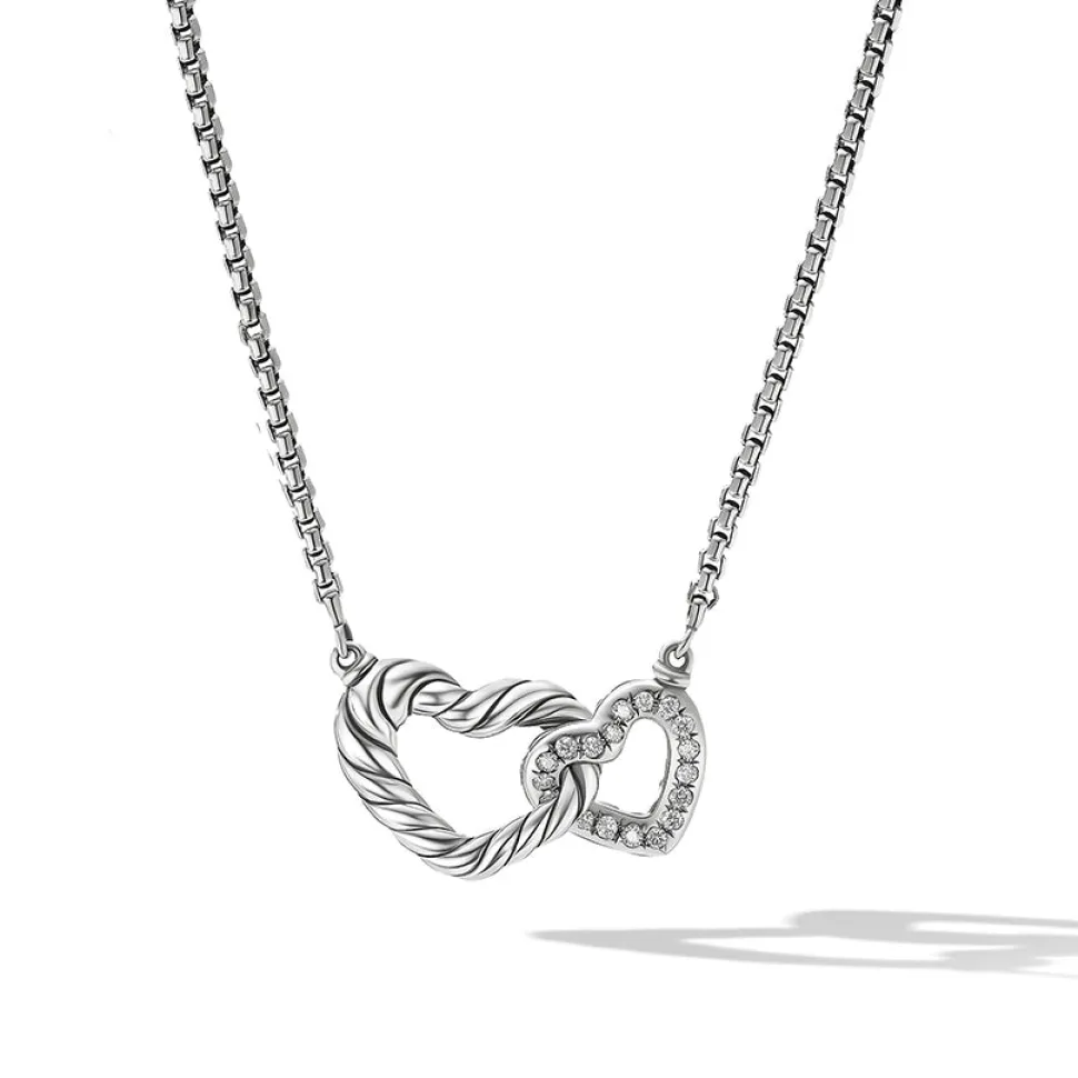 David Yurman Cable Collectibles® Double Heart Necklace with Pavé Diamonds