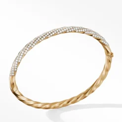 David Yurman Cable Edge® Bracelet in Recycled 18ct Yellow Gold with Full Pavé Diamonds