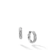 David Yurman Cable Edge™ Huggie Hoop Earrings in Recycled Sterling Silver with Pavé Diamonds
