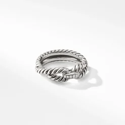 David Yurman Cable Loop Band Ring in Sterling Silver with Pavé Diamonds