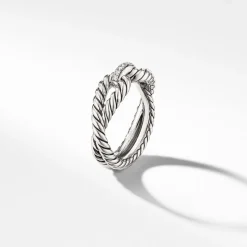 David Yurman Cable Loop Band Ring in Sterling Silver with Pavé Diamonds