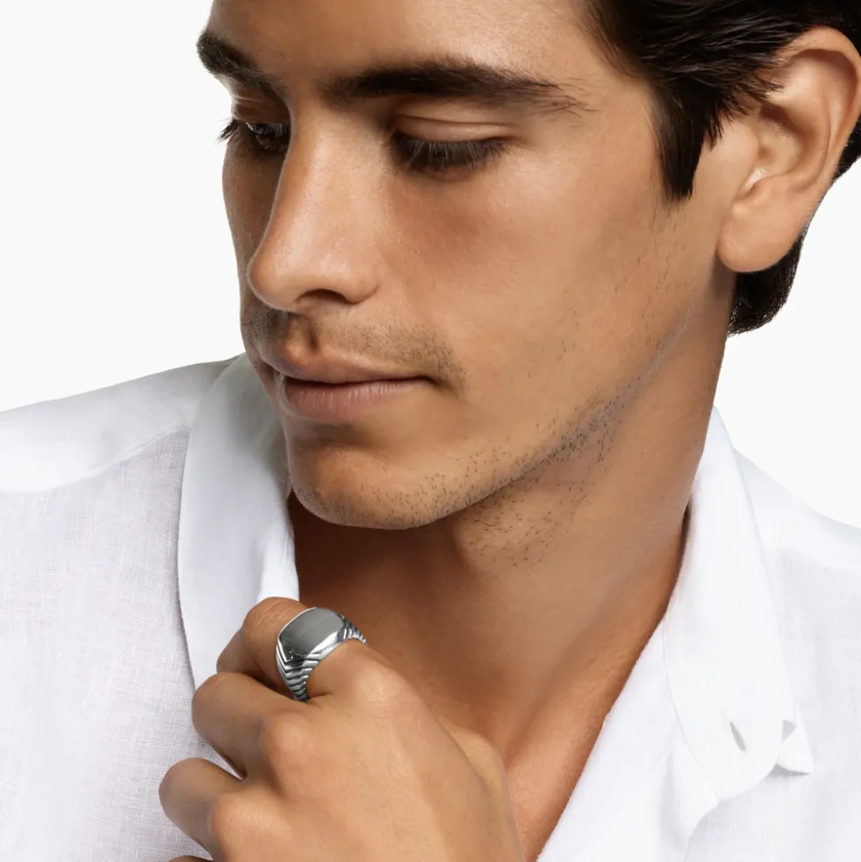 David Yurman Chevron Signet Ring in Sterling Silver