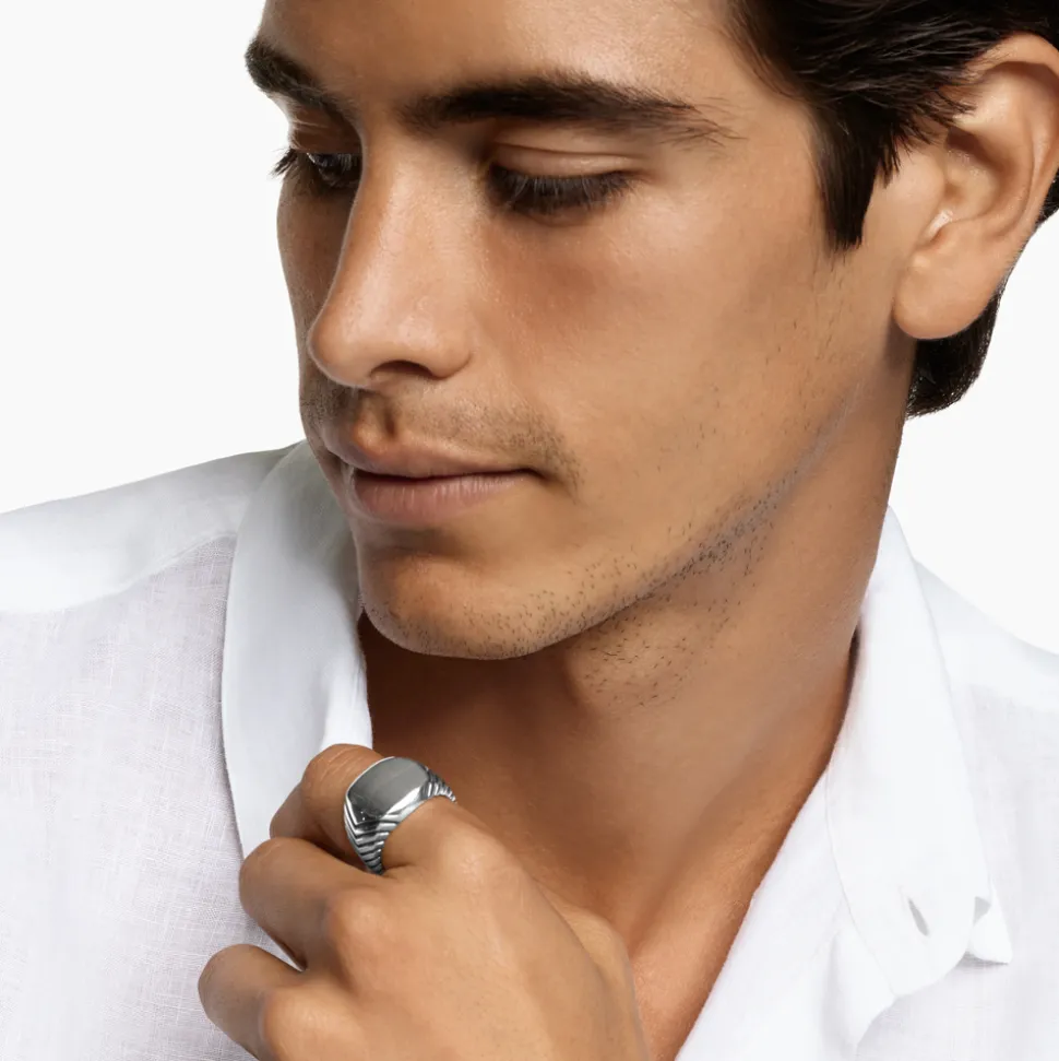 David Yurman Chevron Signet Ring in Sterling Silver