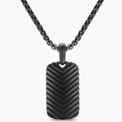 David Yurman Chevron Tag in Black Titanium