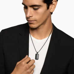 David Yurman Chevron Tag in Black Titanium