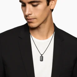 David Yurman Chevron Tag in Black Titanium