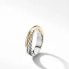 David Yurman Crossover Band Ring in Sterling Silver with 18ct Yellow Gold