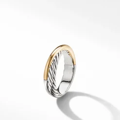 David Yurman Crossover Band Ring in Sterling Silver with 18ct Yellow Gold