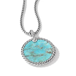 David Yurman DY Elements® Disc Pendant with Pavé Diamonds and Turquoise/Mother of Pearl