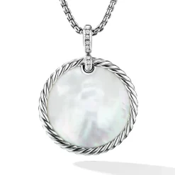 David Yurman DY Elements® Disc Pendant with Pavé Diamonds and Turquoise/Mother of Pearl