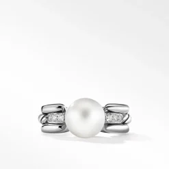 David Yurman DY Madison® Pearl Ring in Sterling Silver with Pavé Diamonds