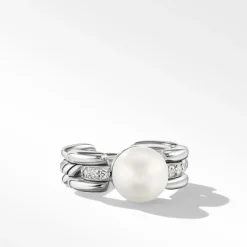 David Yurman DY Madison® Pearl Ring in Sterling Silver with Pavé Diamonds