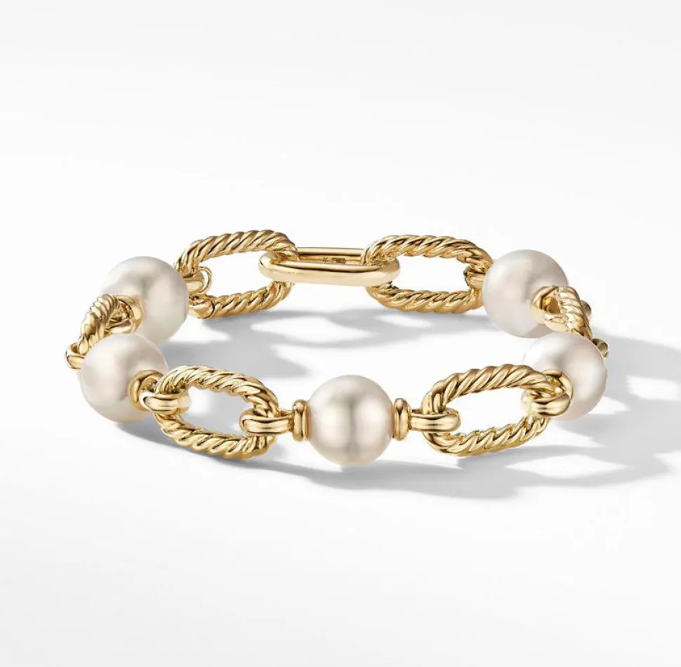 David Yurman DY Madison® Pearl Chain Bracelet in 18ct Yellow Gold