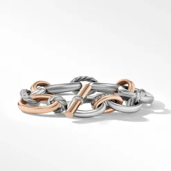 David Yurman DY Mercer™ Melange Bracelet in Sterling Silver with 18ct Rose Gold and Pavé Cognac Diamonds