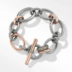 David Yurman DY Mercer™ Melange Bracelet in Sterling Silver with 18ct Rose Gold and Pavé Cognac Diamonds