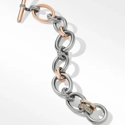 David Yurman DY Mercer™ Melange Bracelet in Sterling Silver with 18ct Rose Gold and Pavé Cognac Diamonds