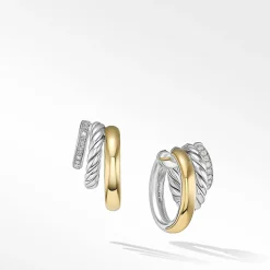 David Yurman DY Mercer™ Multi Hoop Earrings in Sterling Silver with 18ct Yellow Gold and Pavé Diamonds