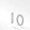 David Yurman Mercer Hoop Earrings In Sterling Silver With Pavé Diamonds