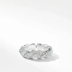 David Yurman Paveflex Band Ring with Diamonds in 18ct White Gold