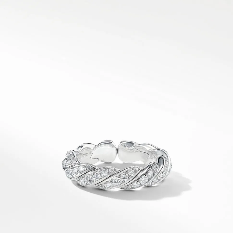 David Yurman Paveflex Band Ring with Diamonds in 18ct White Gold