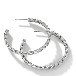 David Yurman Pavéflex Hoop Earrings in 18ct White Gold