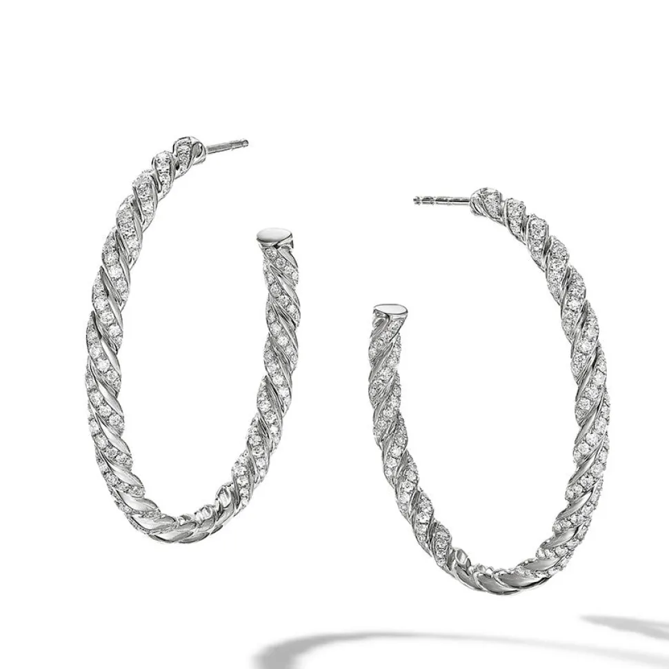 David Yurman Pavéflex Hoop Earrings in 18ct White Gold