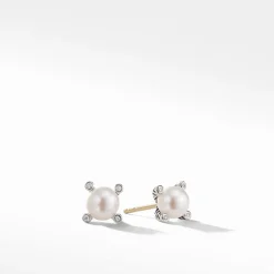 David Yurman Pearl Earrings with Diamonds