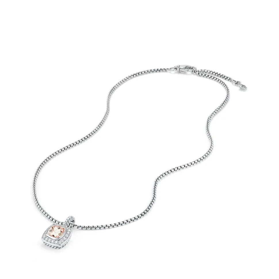 David Yurman Petite Albion Pendant Necklace with Morganite