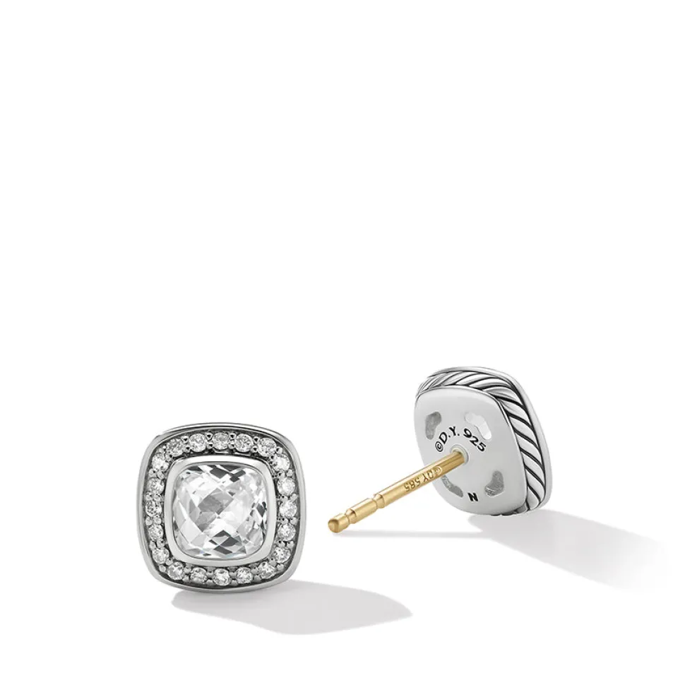 David Yurman Petite Albion® Stud Earrings with White Topaz and Pavé Diamonds