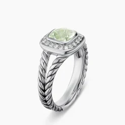 David Yurman Petite Albion® Ring in Sterling Silver with Prasiolite and Pavé Diamonds