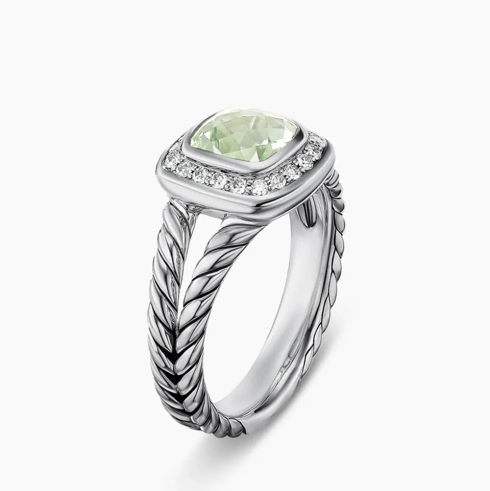 David Yurman Petite Albion® Ring in Sterling Silver with Prasiolite and Pavé Diamonds
