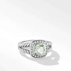 David Yurman Petite Albion® Ring in Sterling Silver with Prasiolite and Pavé Diamonds