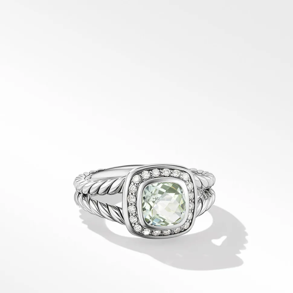 David Yurman Petite Albion® Ring in Sterling Silver with Prasiolite and Pavé Diamonds