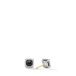 David Yurman Petite Chatelaine® Pavé Bezel Stud Earrings with Black Onyx and Diamonds
