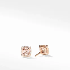 David Yurman Petite Chatelaine Pavé Bezel Stud Earrings with Morganite