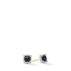 David Yurman Petite Chatelaine® Pavé Bezel Stud Earrings with Black Onyx and Diamonds