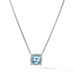 David Yurman Petite Chatelaine® Pavé Bezel Pendant Necklace with Blue Topaz and Diamonds