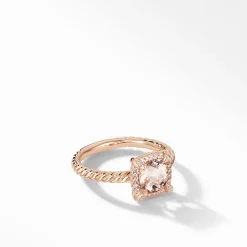 David Yurman Petite Chatelaine Pavé Bezel Ring with Morganite