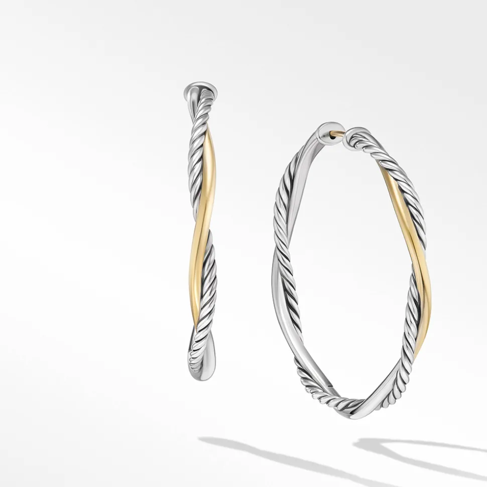 David Yurman Petite Infinity Hoop Earrings in Sterling Silver with 14ct Yellow Gold