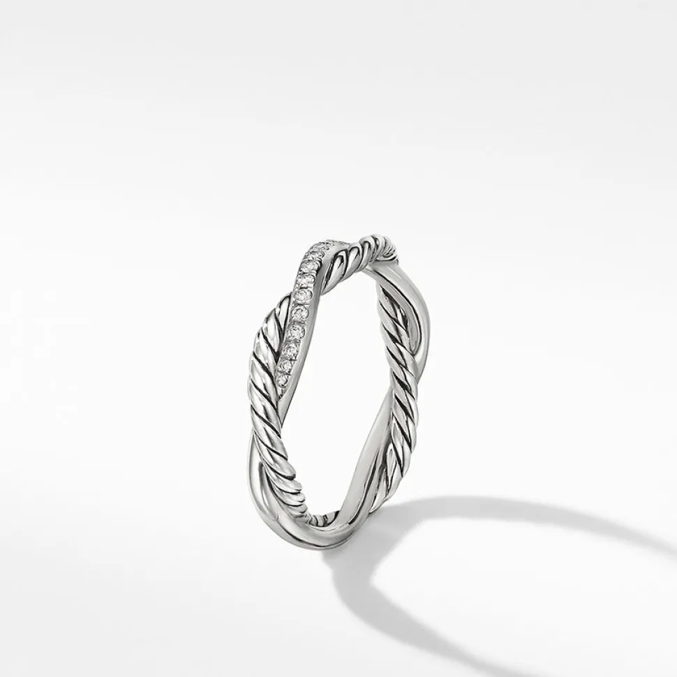 David Yurman Petite Infinity Twisted Ring with Pavé Diamonds