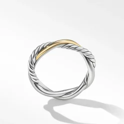 David Yurman Petite Infinity Band Ring in Sterling Silver with 14ct Yellow Gold