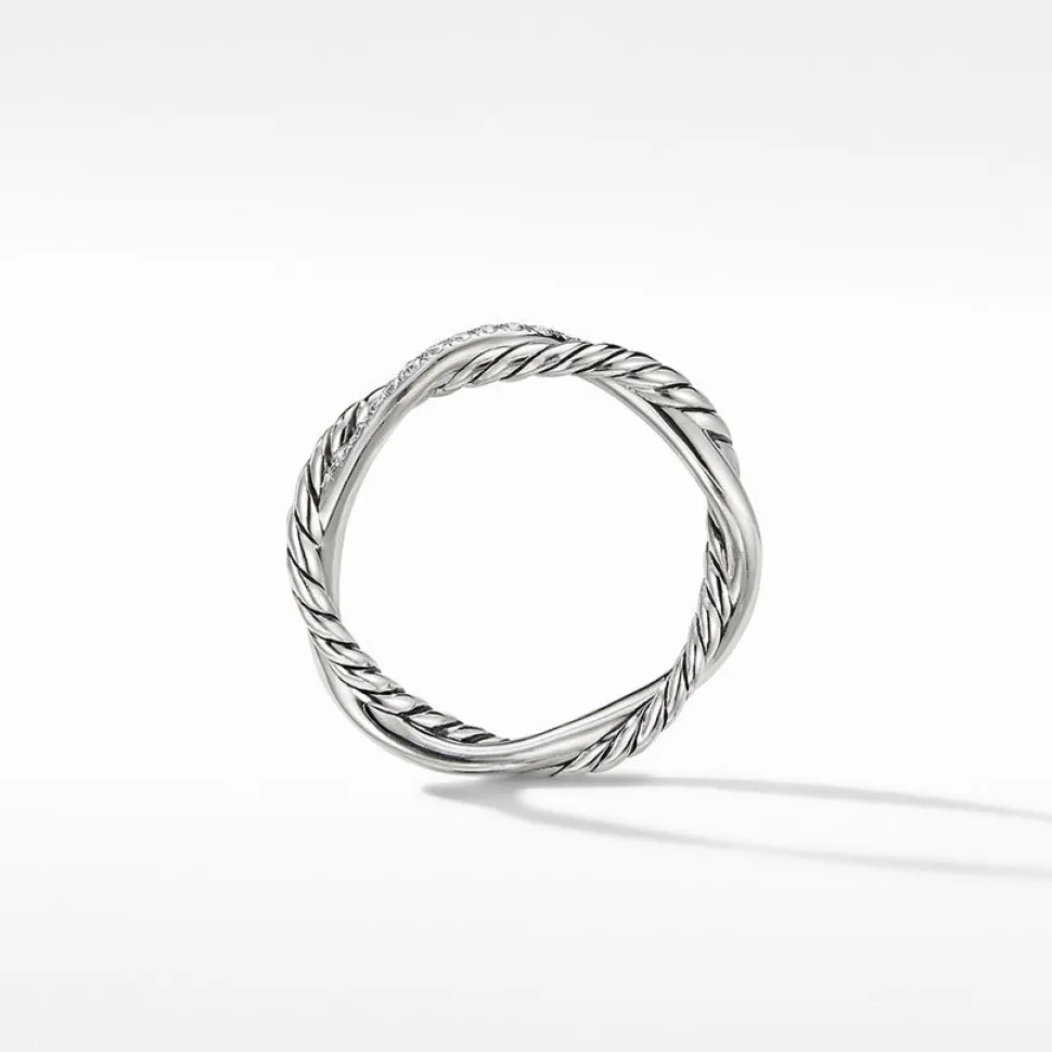David Yurman Petite Infinity Twisted Ring with Pavé Diamonds