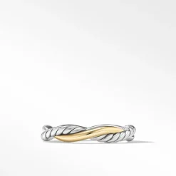 David Yurman Petite Infinity Band Ring in Sterling Silver with 14ct Yellow Gold