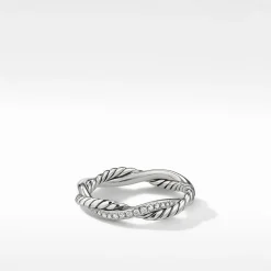 David Yurman Petite Infinity Twisted Ring with Pavé Diamonds