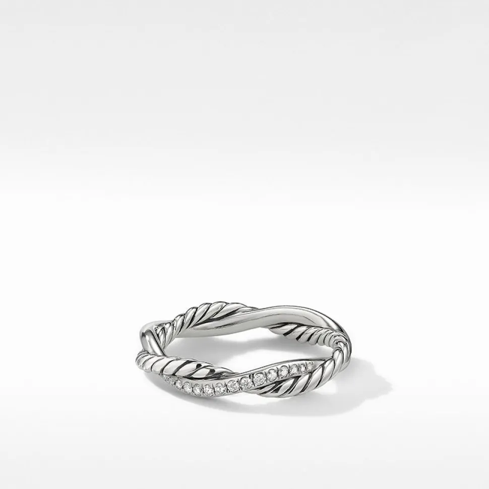 David Yurman Petite Infinity Twisted Ring with Pavé Diamonds