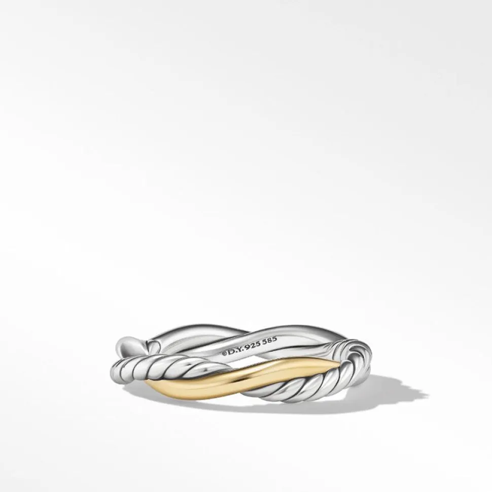 David Yurman Petite Infinity Band Ring in Sterling Silver with 14ct Yellow Gold