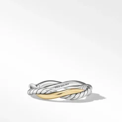 David Yurman Petite Infinity Band Ring in Sterling Silver with 14ct Yellow Gold