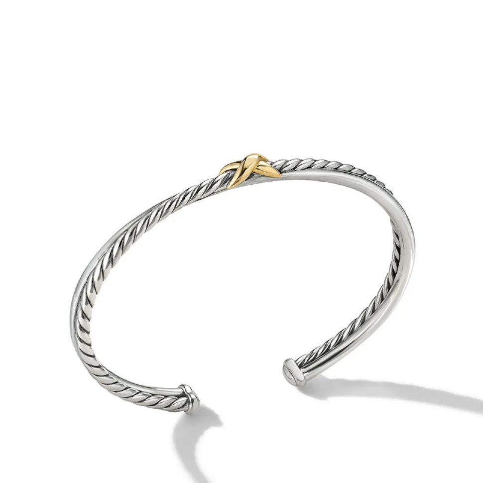 David Yurman Petite X Centre Station Bracelet with 18ct Yellow Gold