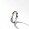 David Yurman Petite X Ring with 18ct Yellow Gold